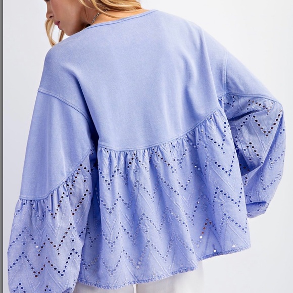 Easel Lavender Eyelet Blouse - Picture 2 of 4